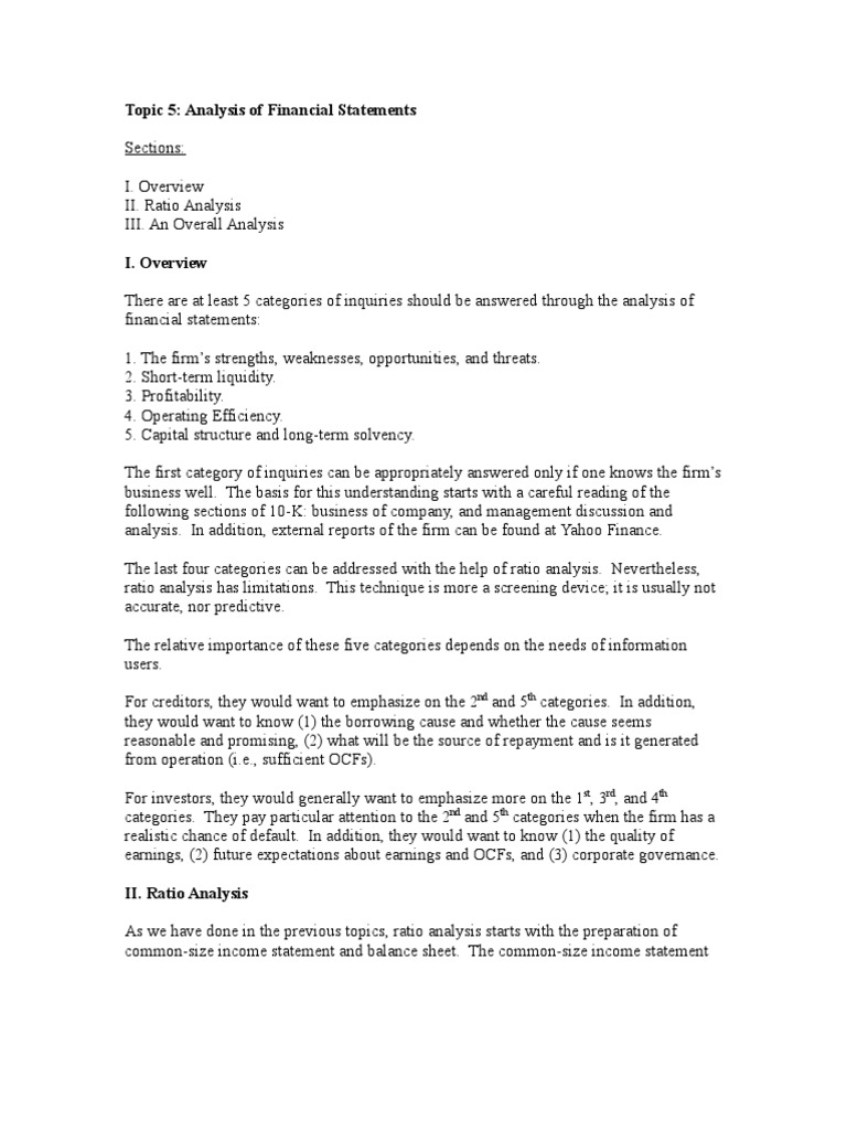 Financial Statement Analysis Techniques | PDF | Balance Sheet | Equity ...