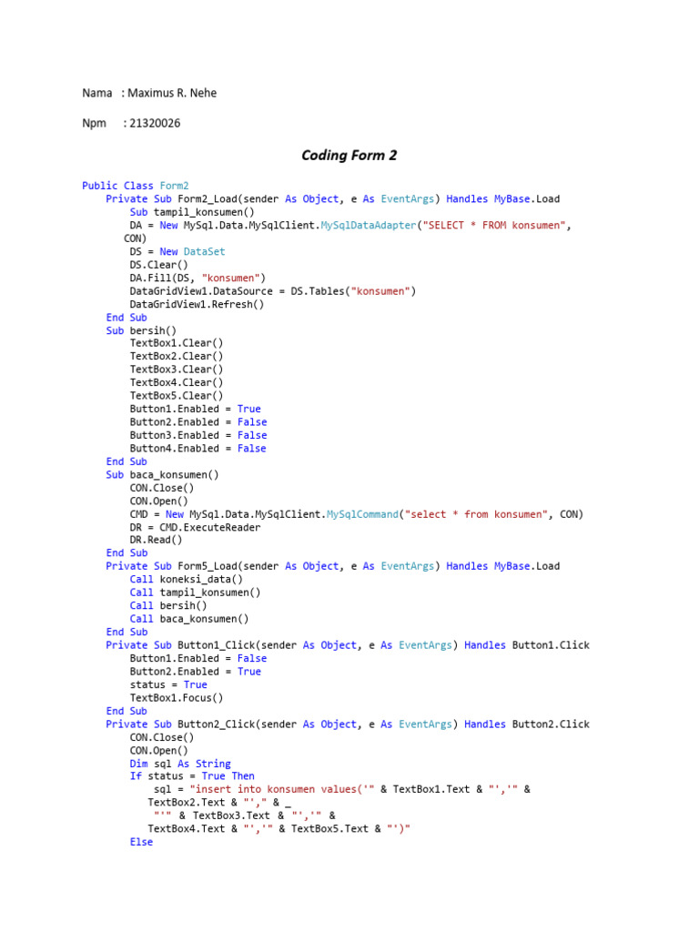 Coding Form Tugas | PDF | Sql | Database Index