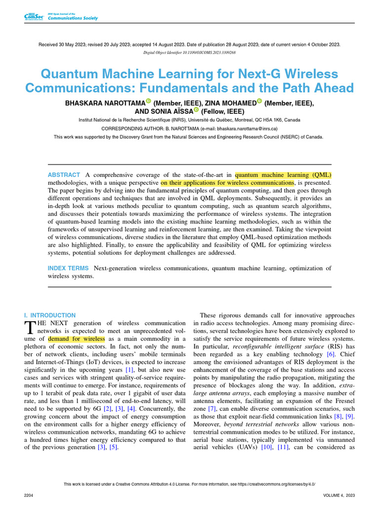 Quantum Machine Learning for 6G Wireless | PDF | Quantum Computing ...