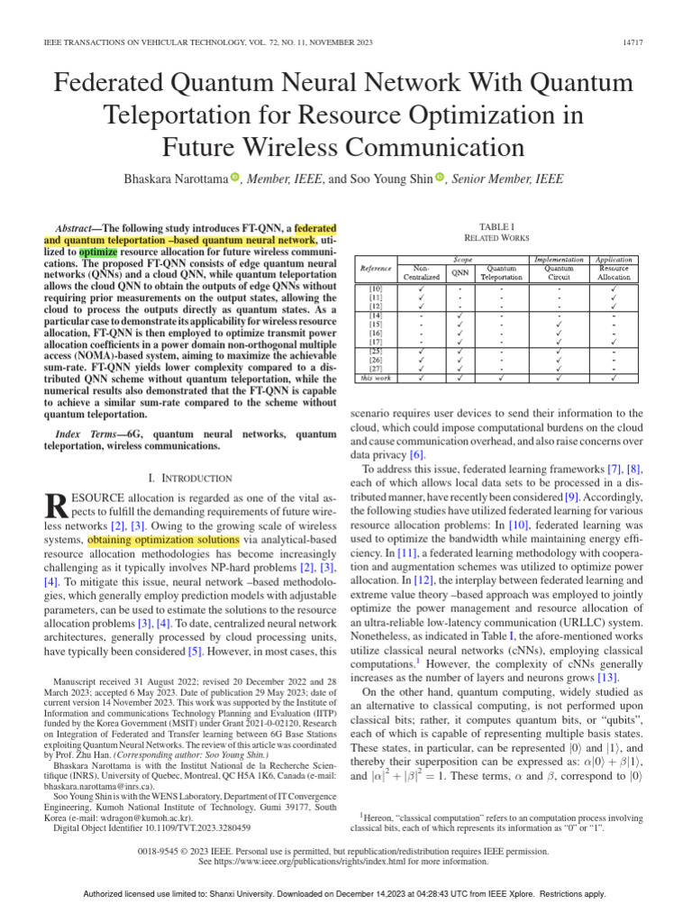Federated Quantum Neural Network With Quantum Teleportation For ...
