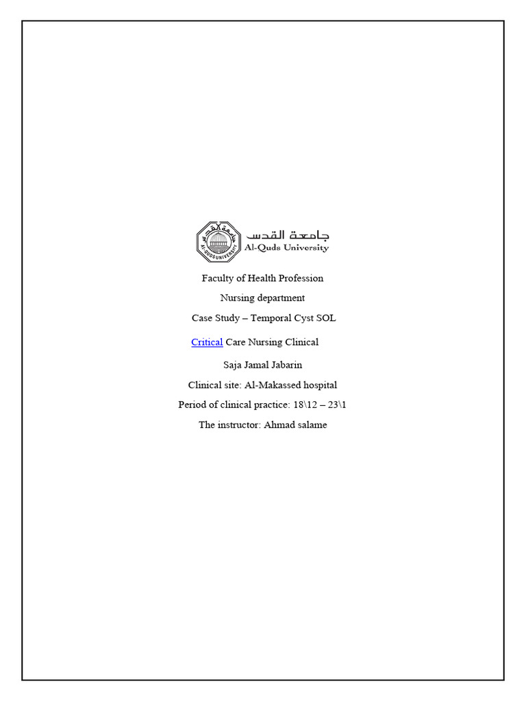 Case Study: Temporal Cyst in ICU | PDF | Intensive Care Medicine ...