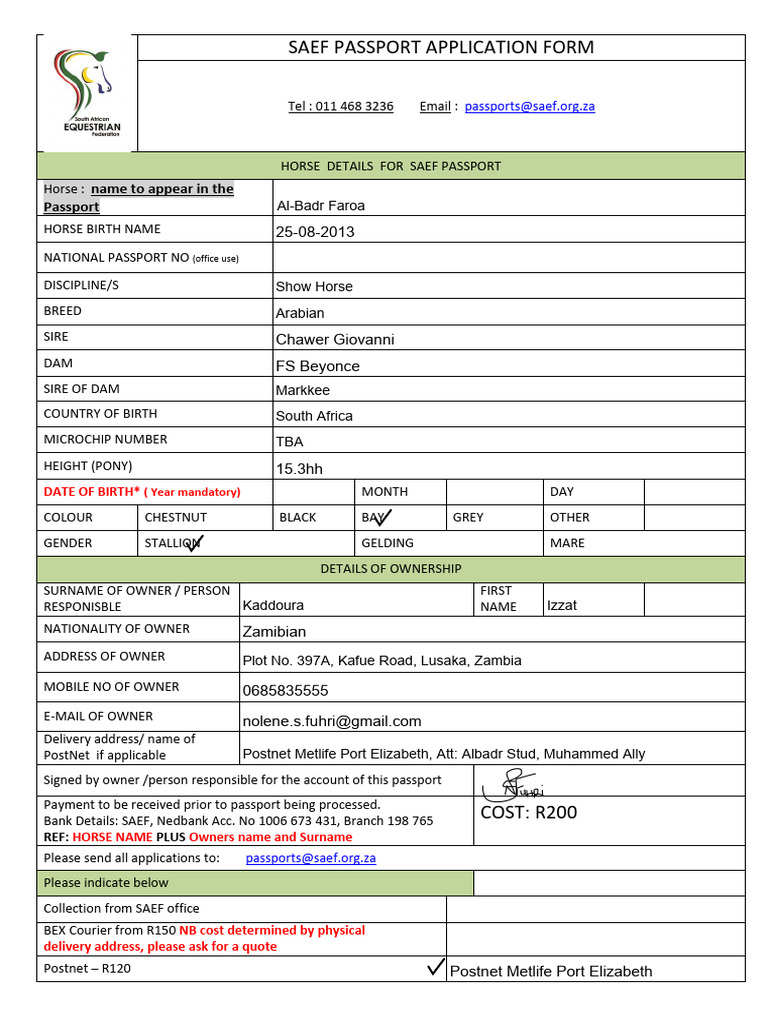 SAEF Horse Passport Application Guide | PDF