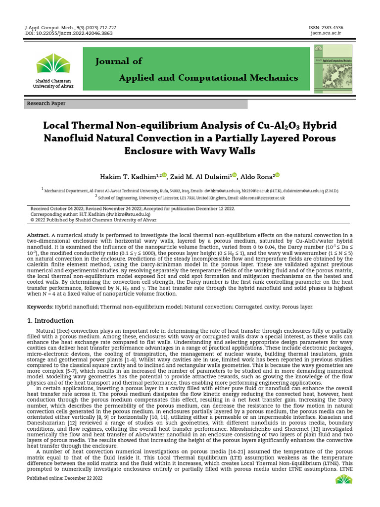 Local Thermal Non-Equilibrium in Hybrid Nanofluids | PDF | Heat ...