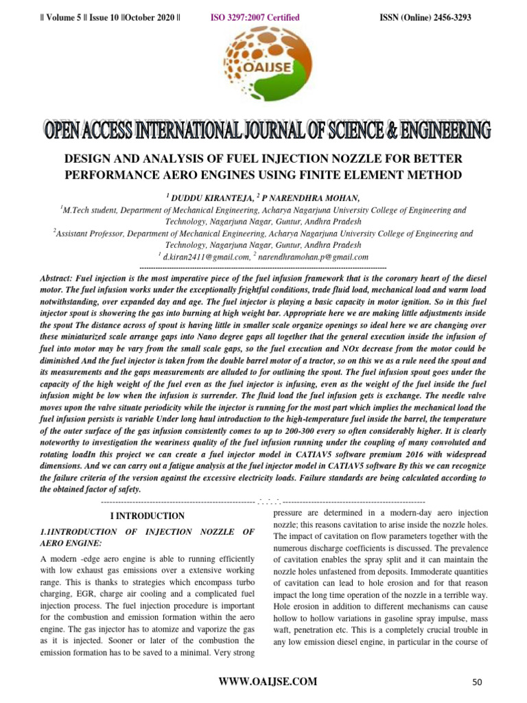 Fuel Injector Nozzle Design for Aero Engines | PDF | Fuel Injection ...