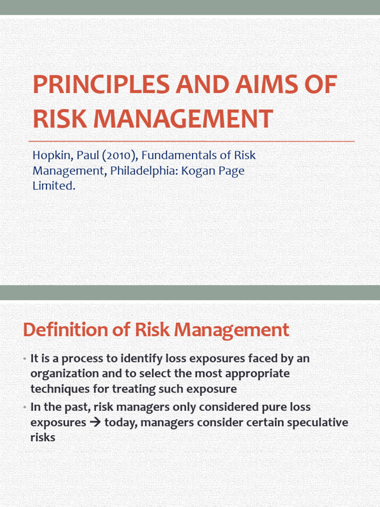 Principles of Risk Management Overview | PDF | Risk Management | Risk