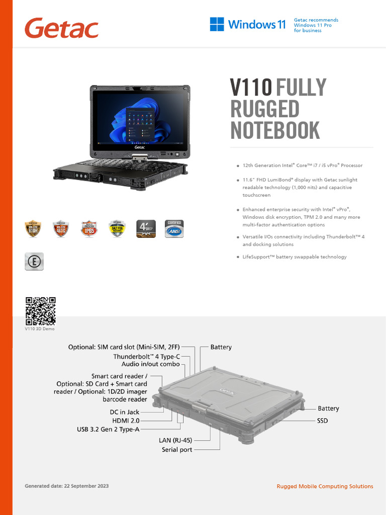 Getac V110 Product WW-1 | PDF | Touchscreen | Consumer Electronics