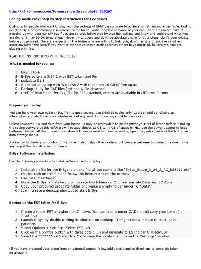 Simplified Coding for BMW Fxx Series | PDF | Computer File | Laptop