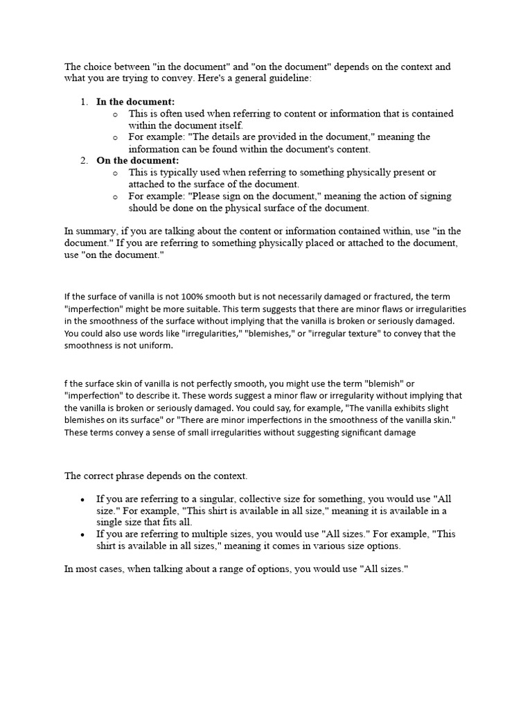 Usage Guidelines for Document Phrases | PDF | Tahiti | Vanilla