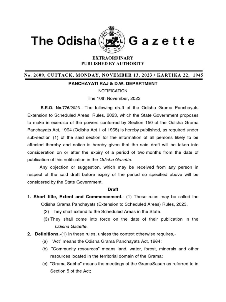 Odisha Grama Panchayat Rules 2023 | PDF | Justice | Crime & Violence