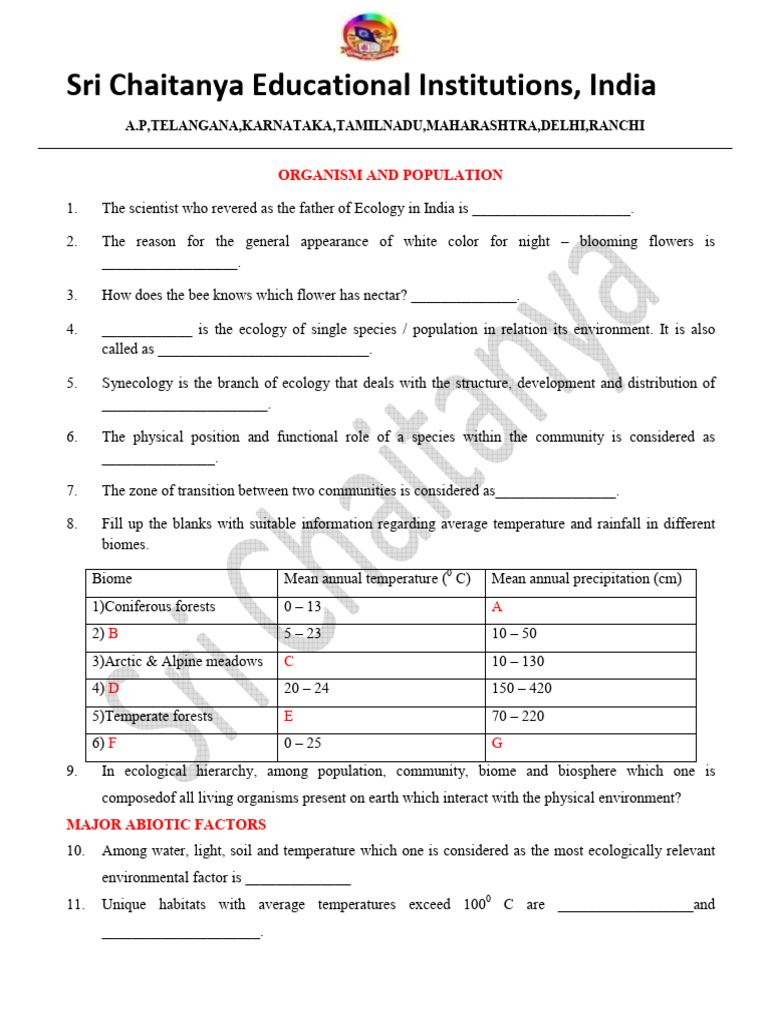 Ecology and Population Dynamics Quiz | PDF | Thermoregulation | Parasitism