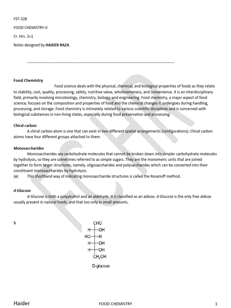 FC Notes Haider | PDF | Glucose | Organic Chemistry