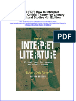 (Ebook PDF) How To Interpret Literature: Critical Theory For Literary and Cultural Studies 4Th Edition