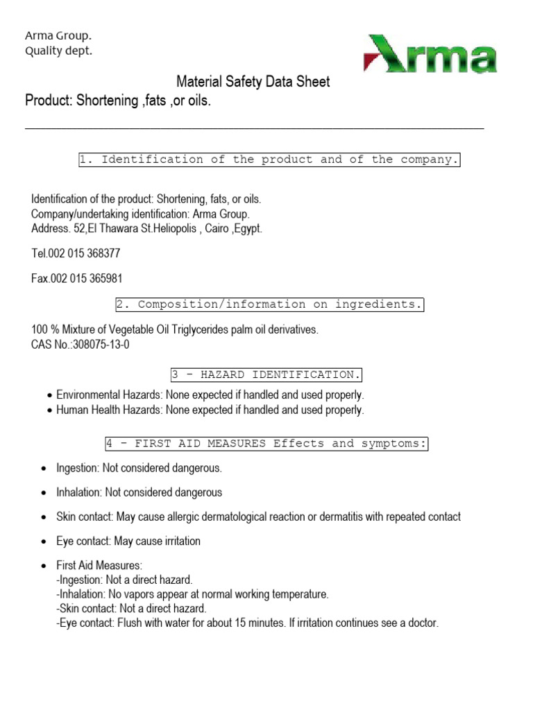 MSDS Shortening PDF Dangerous Goods Chemical Substances