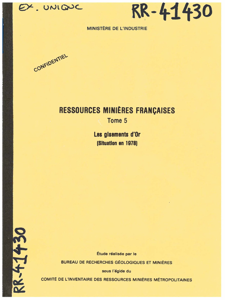 Gisements d'Or en France (1978) PDF Or Exploitation minière — free download