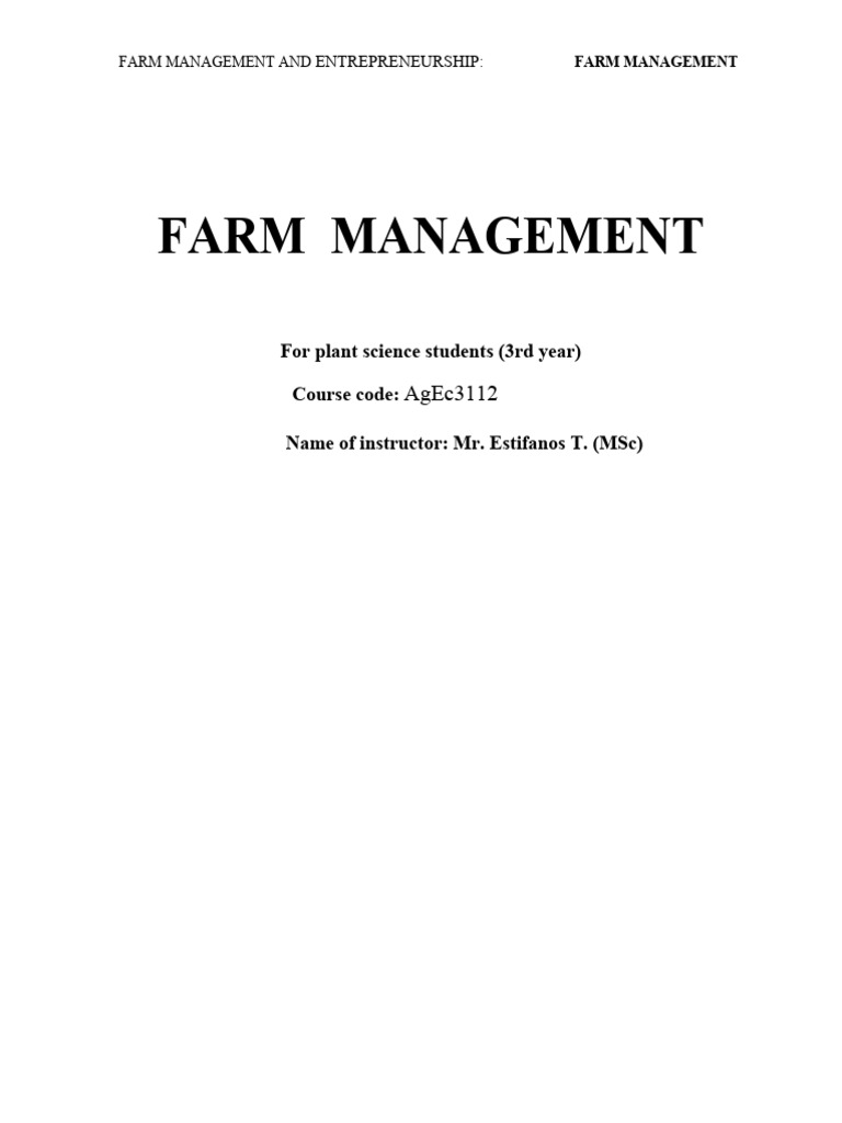 Farm Managemrt | PDF | Depreciation | Agriculture