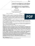 Contribution Des Tics Comme Processus Digital de La Gestion Relation Client - Entreprise (CRM - B To C) Cas - ALGERIE TELECOM DE TLEMCEN