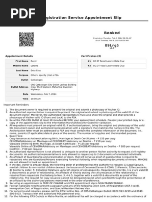 Appointment slip