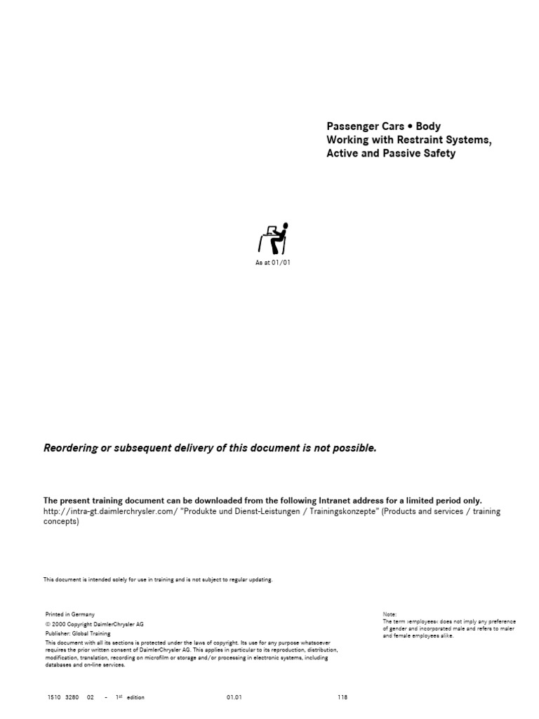 Passenger Cars - Body Working With Restraint Systems, Active and