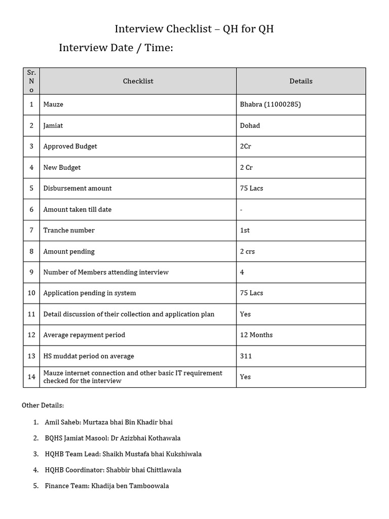 Checklist Form | PDF