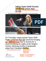 Taylor Swift Outrageous Ticket Sales Article Review JForrest English