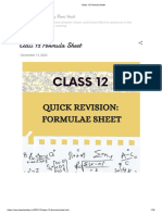 Class 12 Formula Sheet