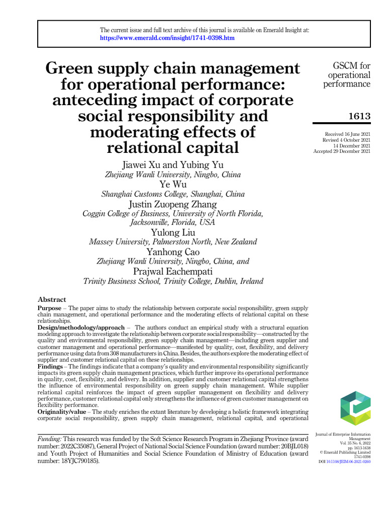 Green Supply Chain Management | PDF