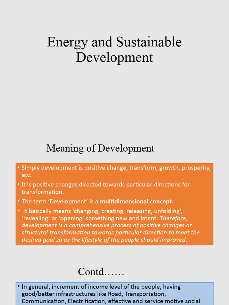 Energy and Sustainable Development Concepts | PDF | Renewable Energy ...