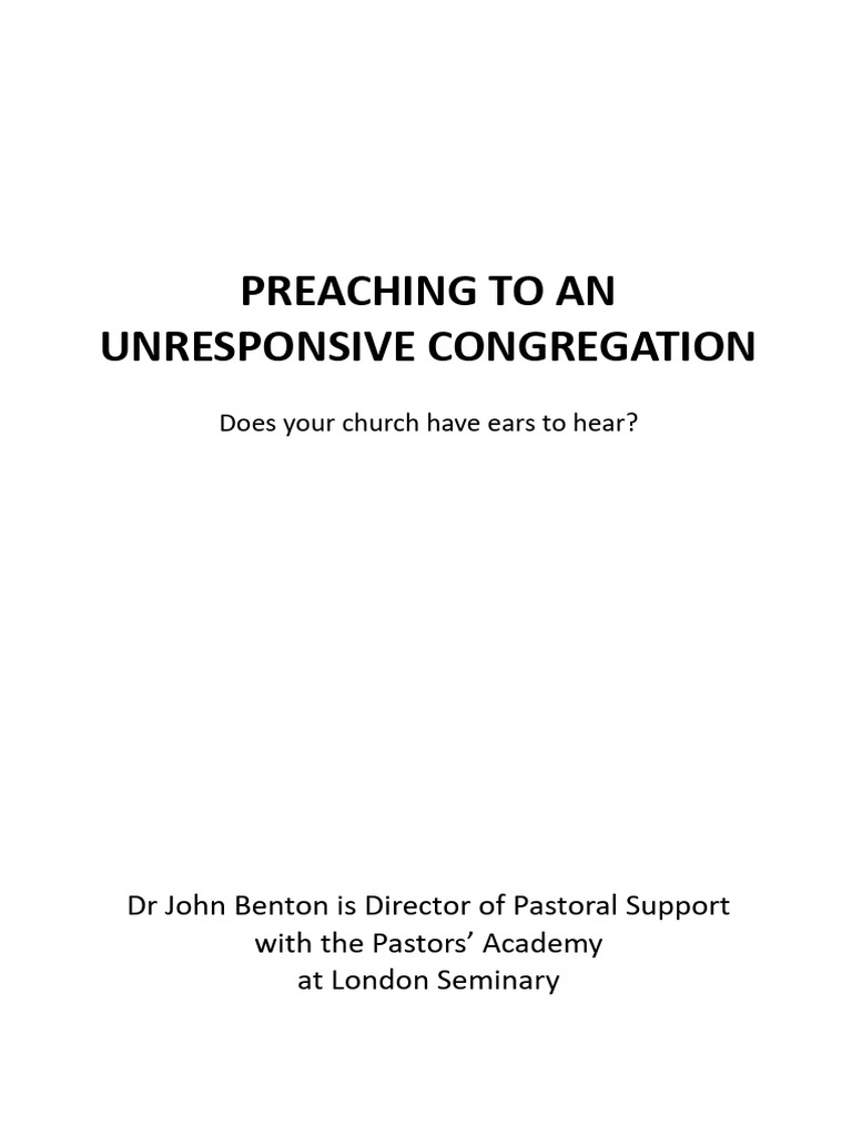 Unresponsive Congregations: Causes & Solutions | PDF | Jesus | Books Of ...