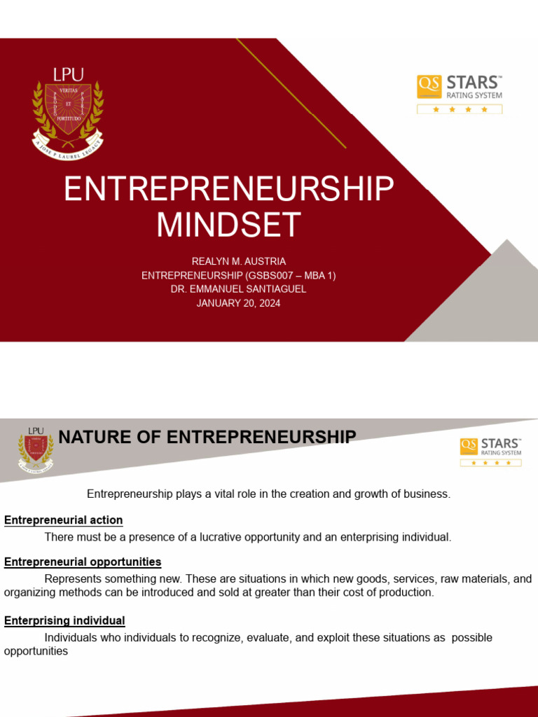 Entrepreneurship Mindset Mba1 Pdf