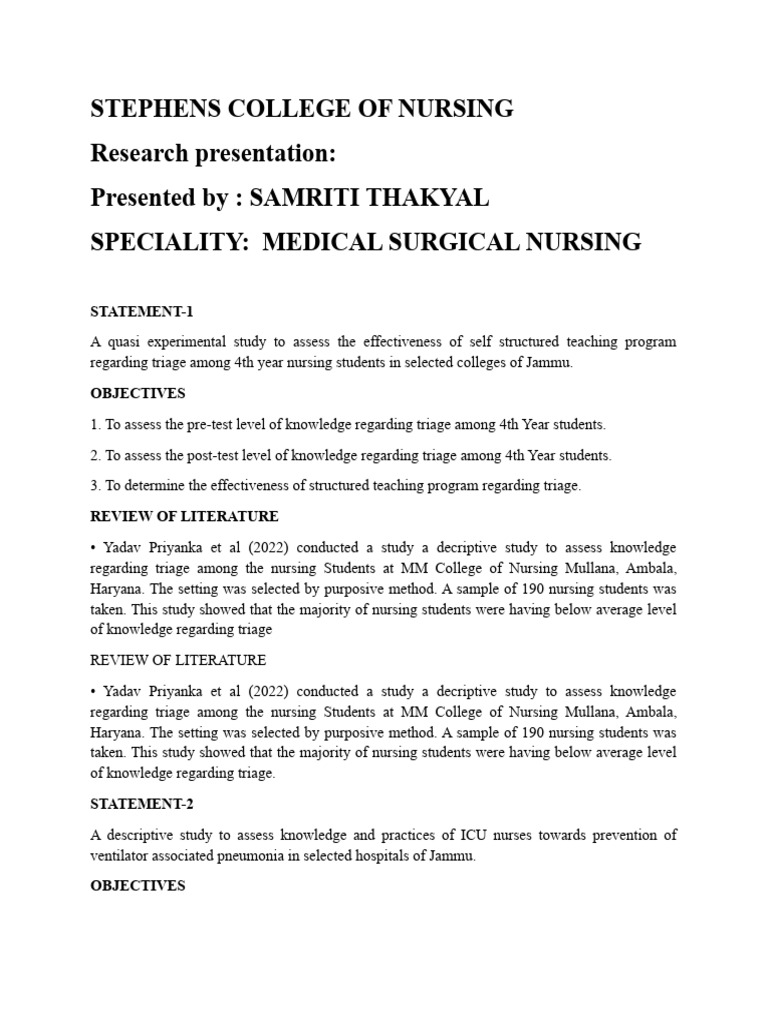 Stephens college of nursing research presentation presented by
