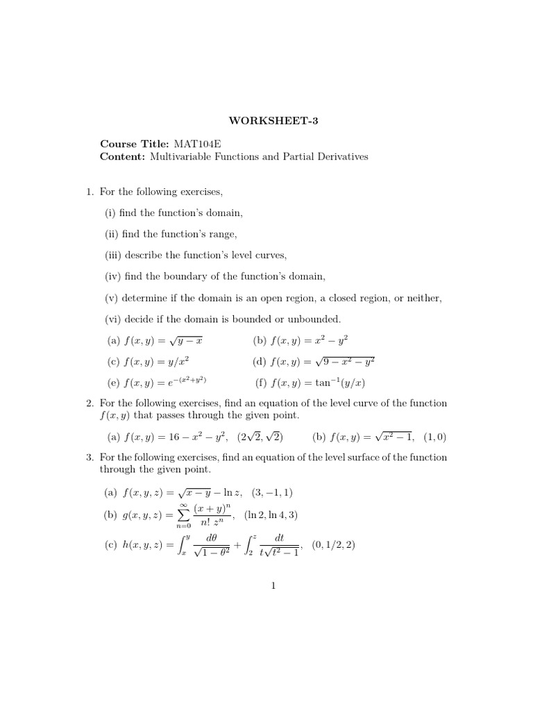 Multivariable func partial derrivative al ma sorular pdf