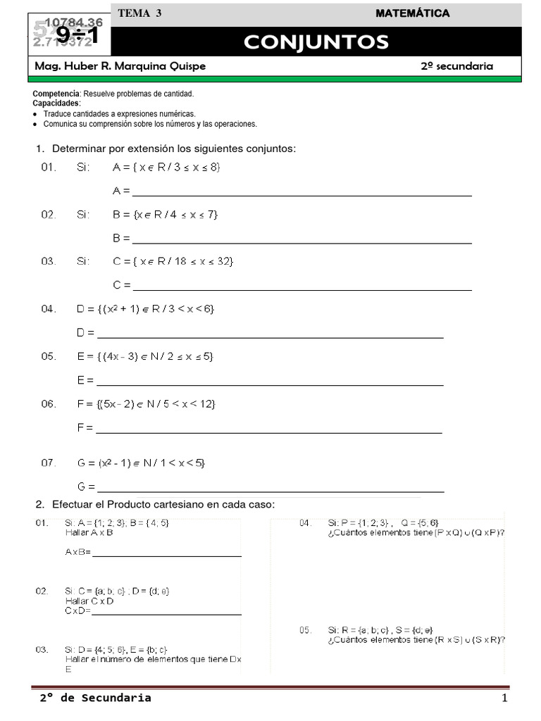 03 Conjuntos Segundo de Secundaria | PDF | Matemáticas