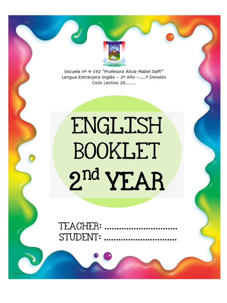 Booklet de Inglés 2º Año Saffi | PDF | Evaluación | Salón de clases