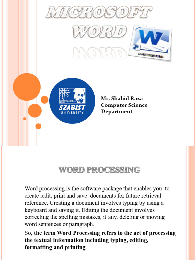 Lecture 1 MS Word | PDF | Microsoft Word | Menu (Computing)
