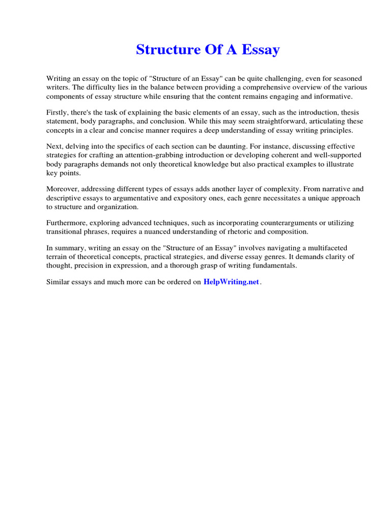 Structure Of A Essay Pdf