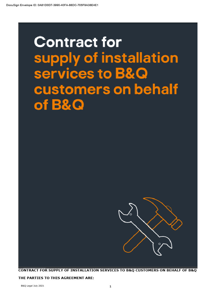 B&Q Installation Services Agreement | PDF | Employment | Business