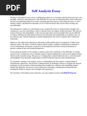 Self Analysis Essay