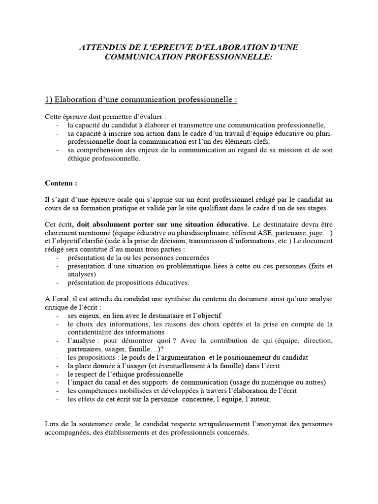 Épreuve de Communication Professionnelle | PDF | la communication