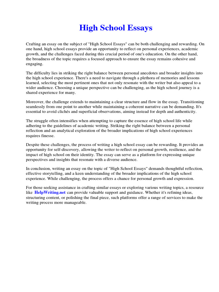 High School Essays PDF