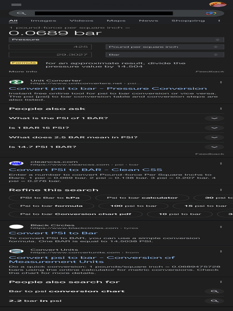 CONVERT PSI TO BARG intelligence overview