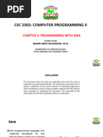 JAVA Chapter3 Lecture Notes