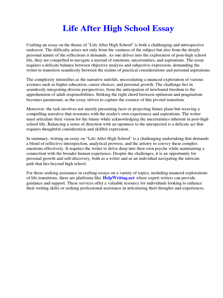 life-after-high-school-essay-pdf-polymerase-chain-reaction-dna