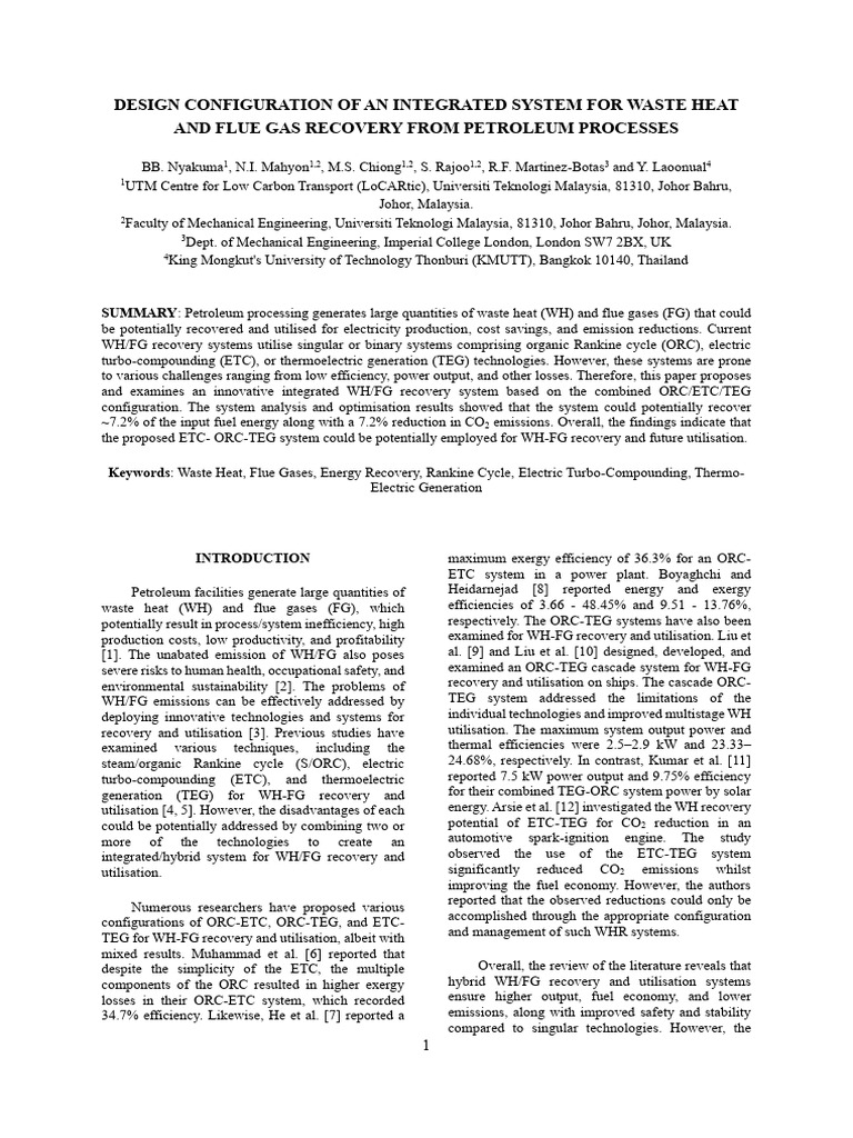 Waste Heat Conf Paper UTM Locartic | PDF | Turbine | Engines