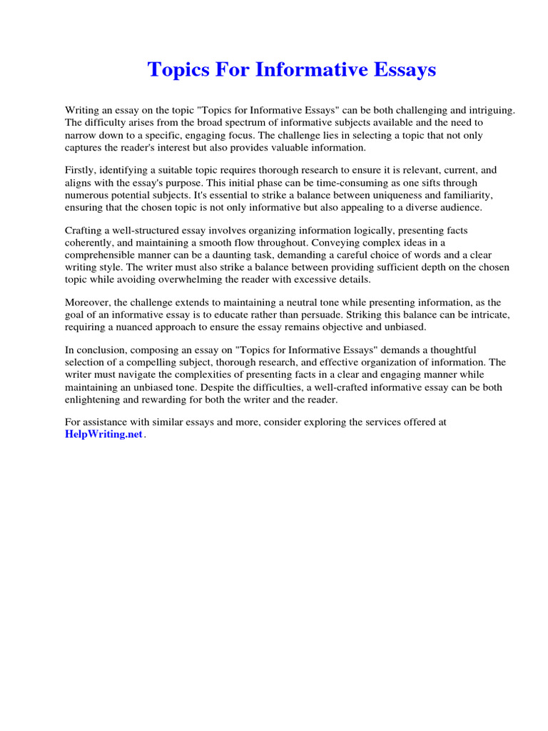 Topics For Informative Essays PDF Essays Poetry