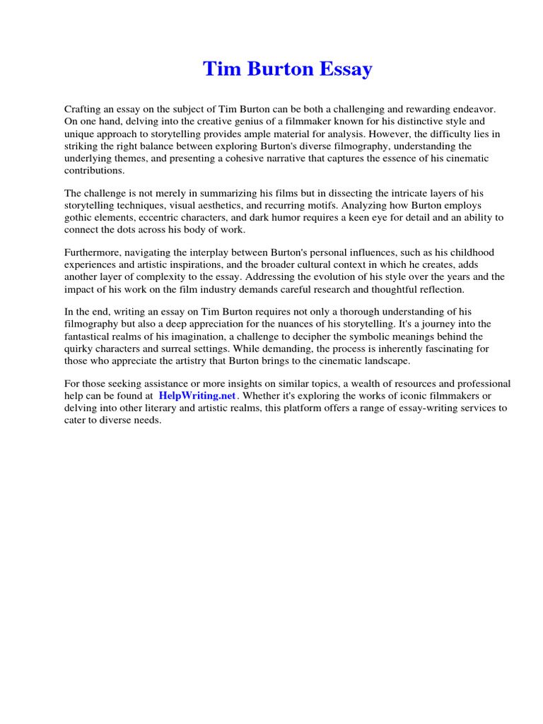 Tim Burton Essay | PDF