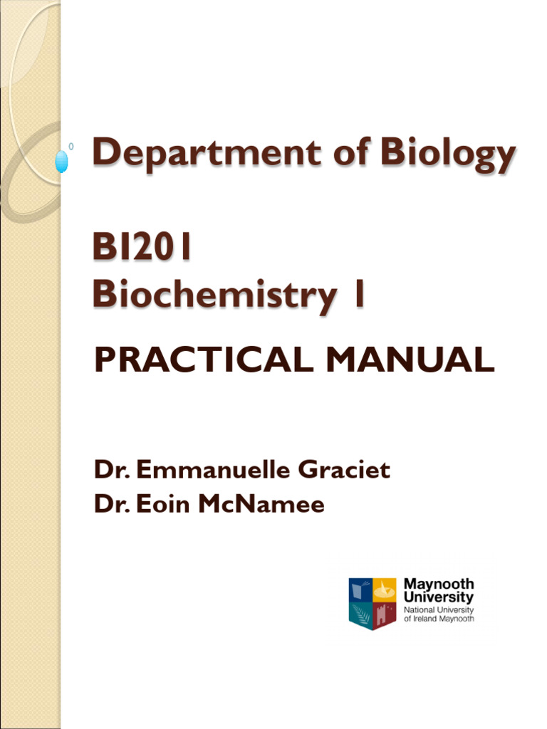 Bi201 Practical Manual 20232024_full_moodle Only PDF Protein