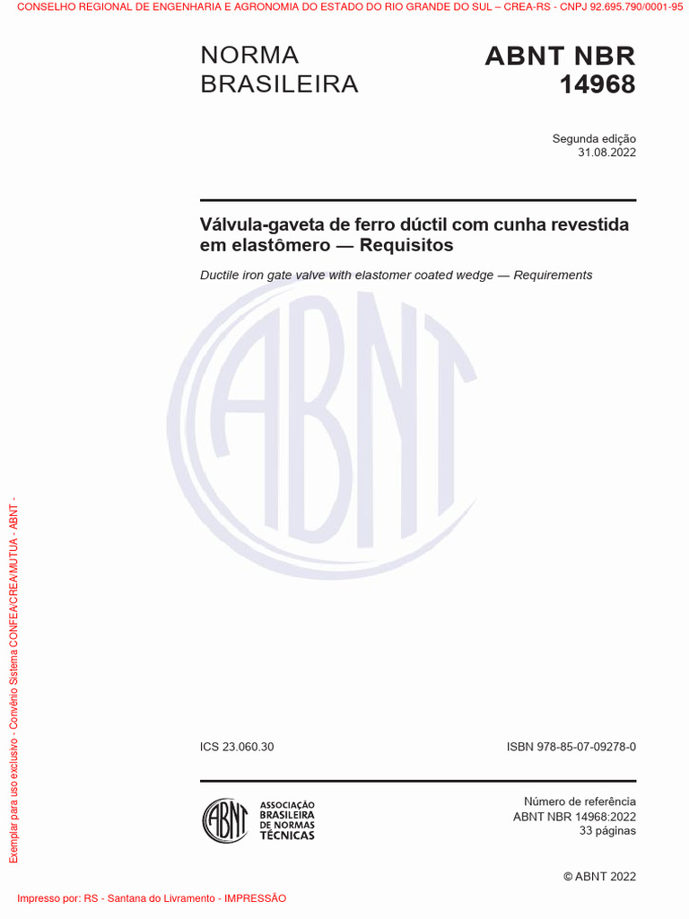 Requisitos da NBR 14968:2022 | PDF | Materiais | Engenharia