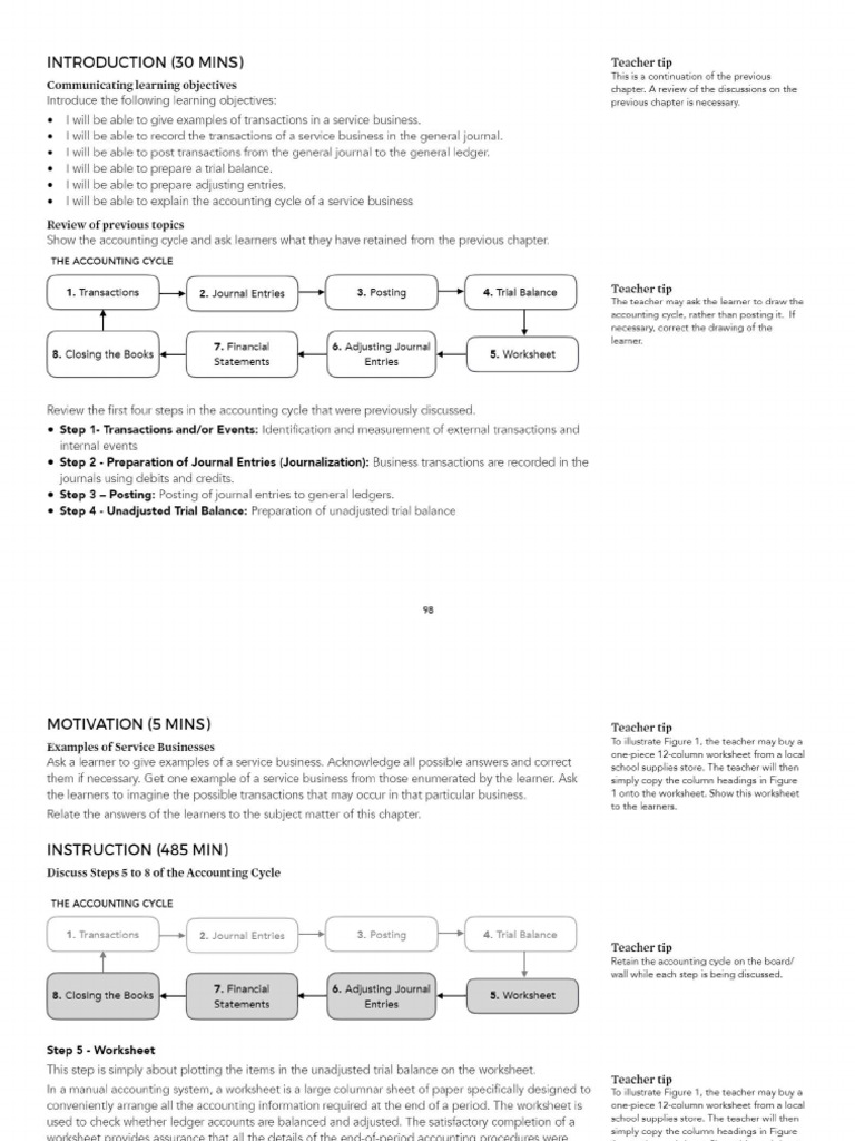 Preparation of financial worksheet lectures pdf