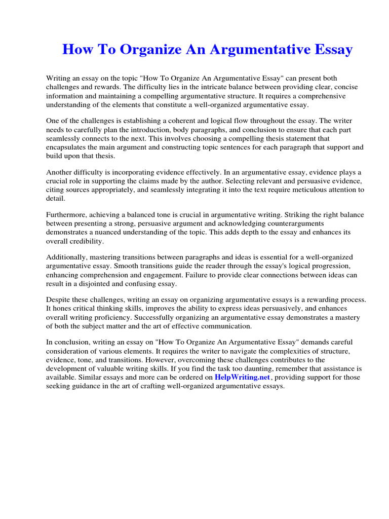 How To Organize An Argumentative Essay | PDF | Essays | Flax
