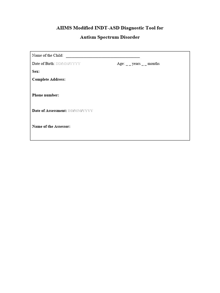 AIIMS-Modified INCLEN | PDF | Autism Spectrum | Pain